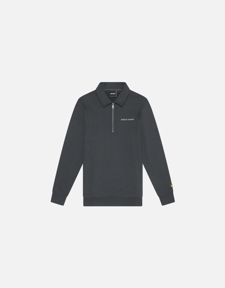 Embroidered Collared Quarter Zip Sweatshirt