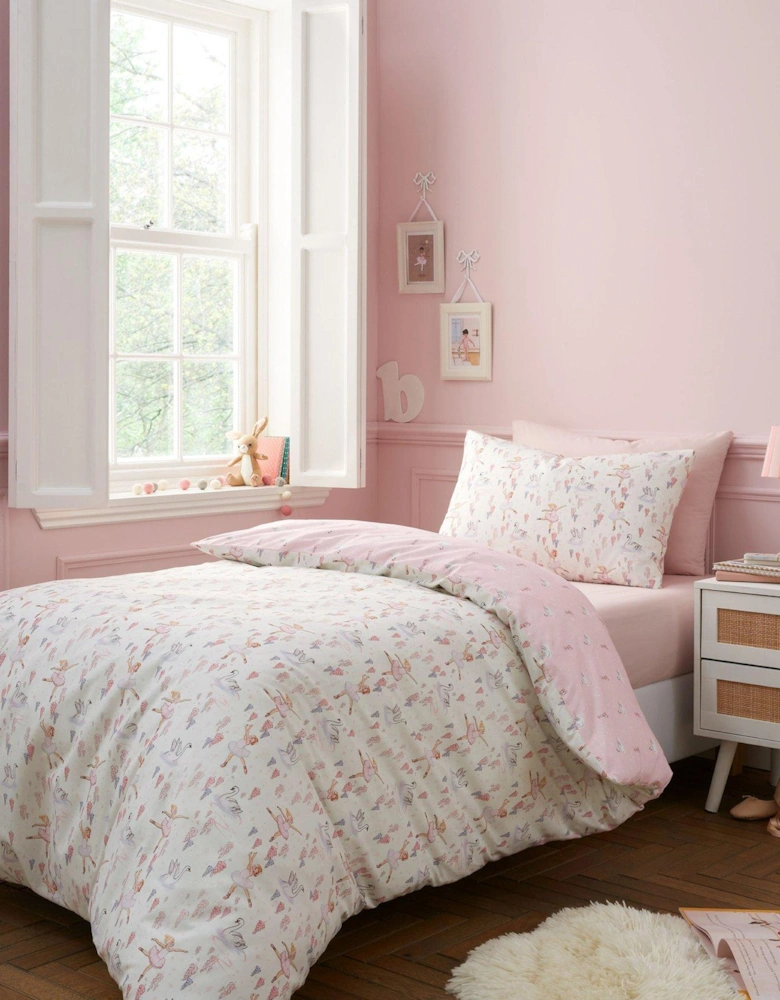 Ballerina Reversible 100% Cotton Duvet Set Pink