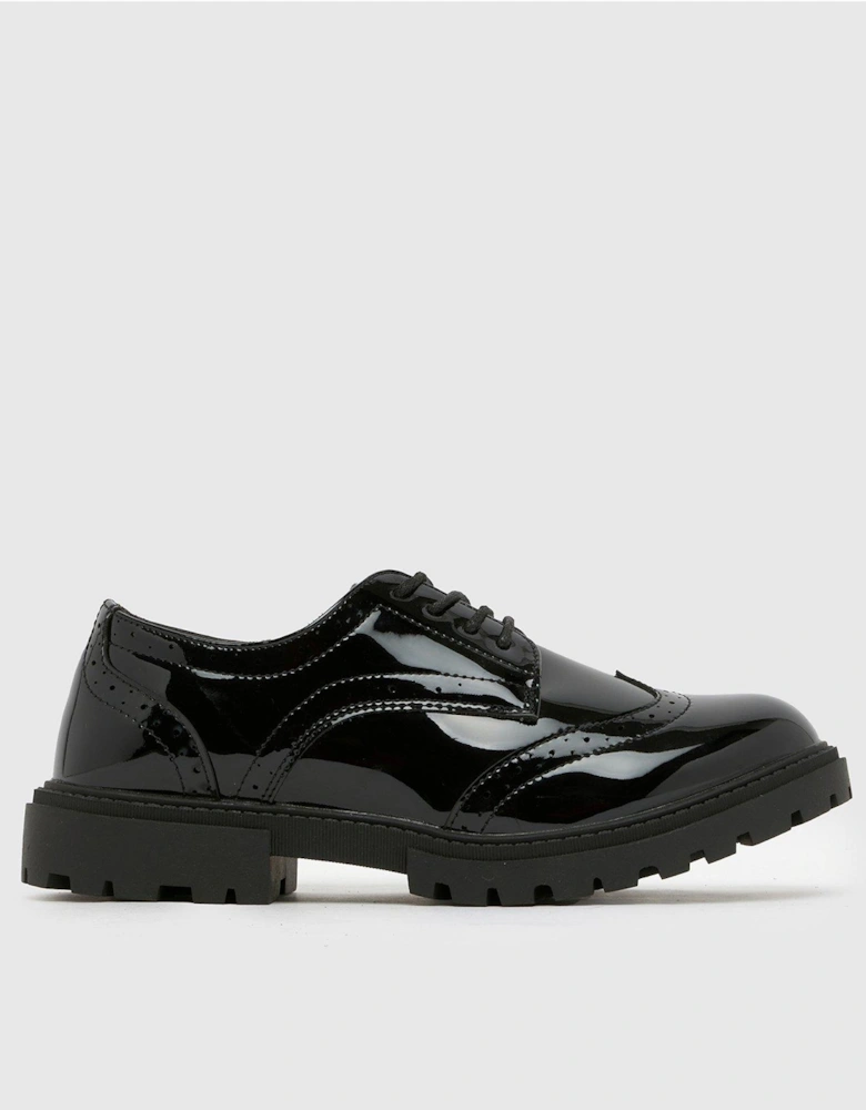 Youth Lorelai Patent Brogue Lace Up - Black