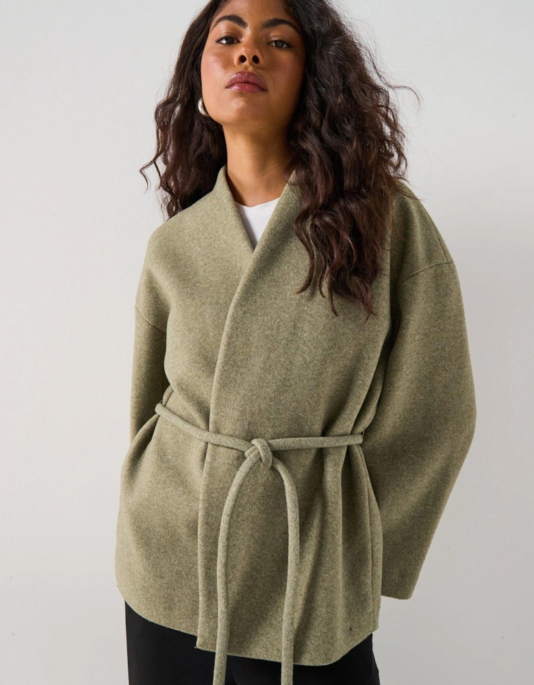 Sijina Long Sleeve V-neck Short Jacket - Green