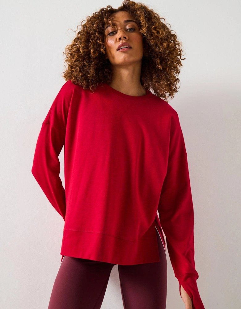 Womens Training After Class Longline Sweatshirt - Red