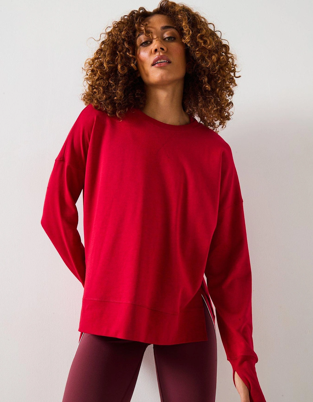 Womens Training After Class Longline Sweatshirt - Red, 2 of 1