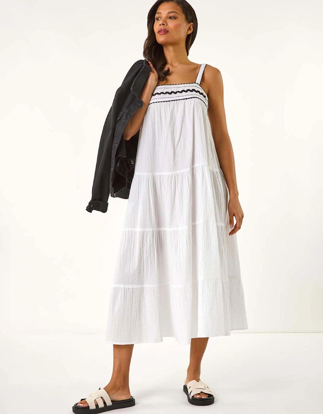 Ric Rac Trim Midi Dress - White, 2 of 1