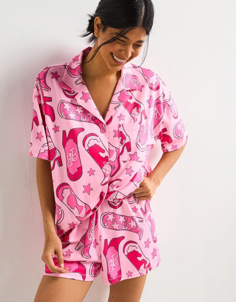 Ladies Short Sleeve Short Pyjama Set - Pink