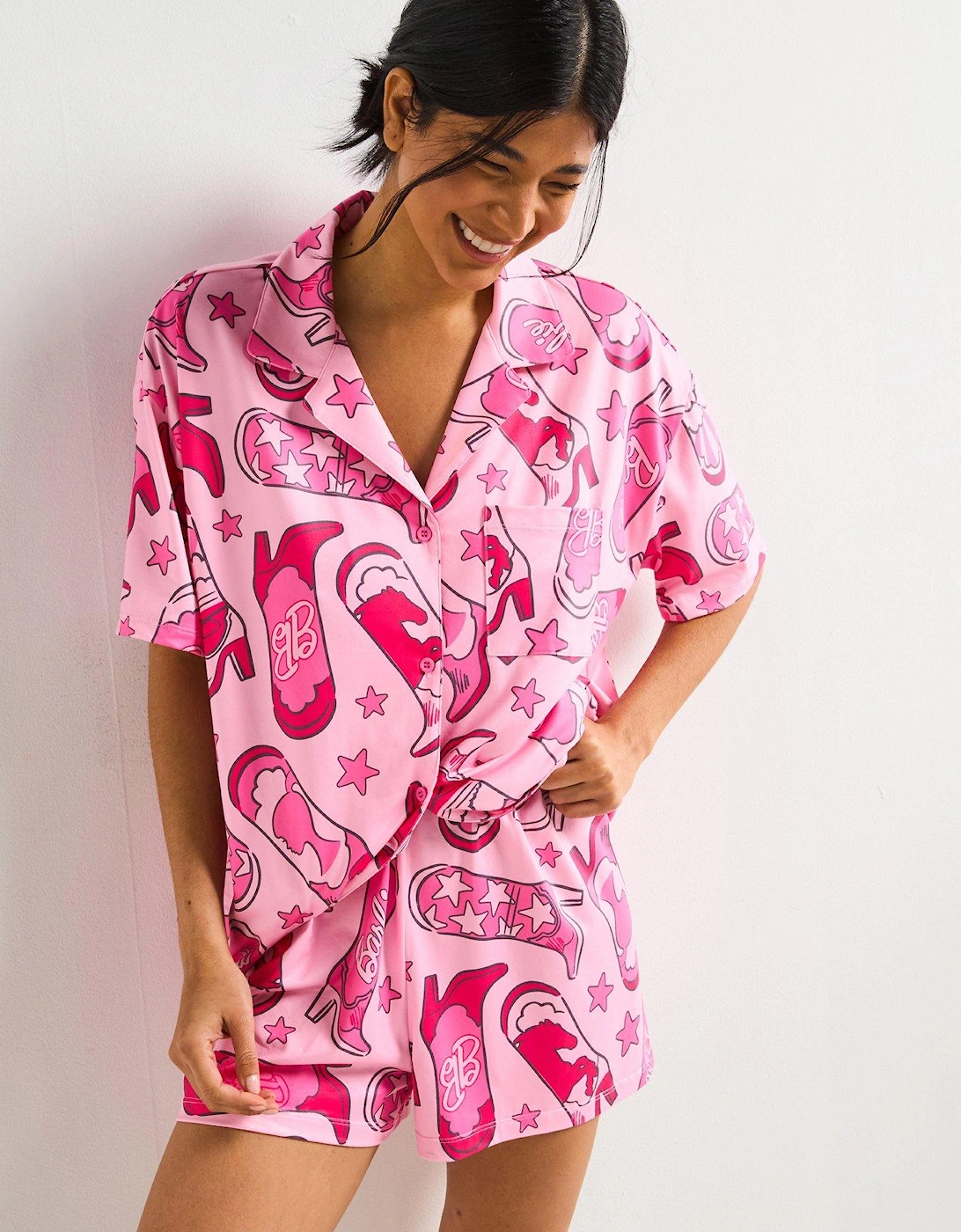 Ladies Short Sleeve Short Pyjama Set - Pink, 2 of 1
