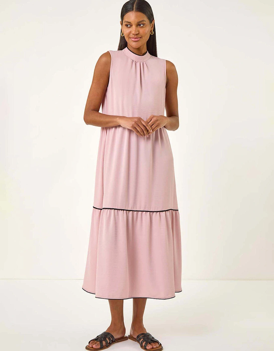Tiered Swing Midi Dress - Pink, 2 of 1