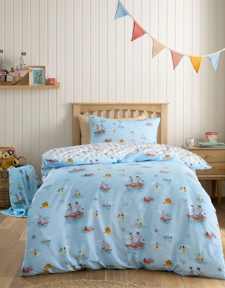 Pirates Reversible 100% Cotton Duvet Set Blue