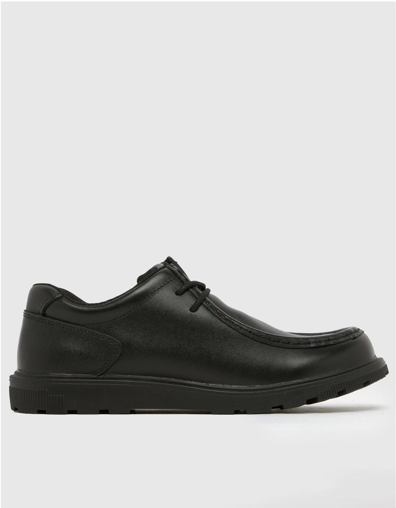 Youth Lazer Leather Lace Up Shoe - Black