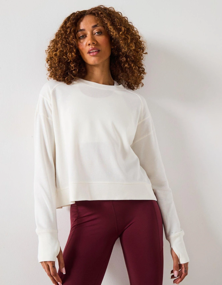 Womens Training After Class Crop Sweatshirt - White