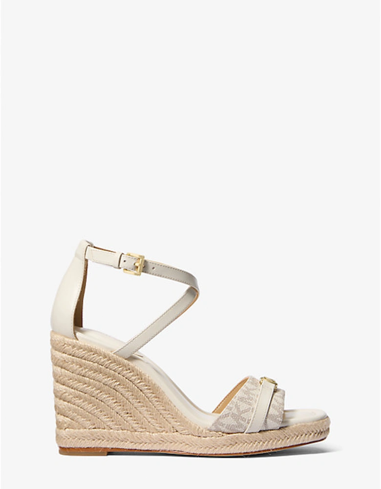 Mandy Signature Logo and Leather Wedge Sandal