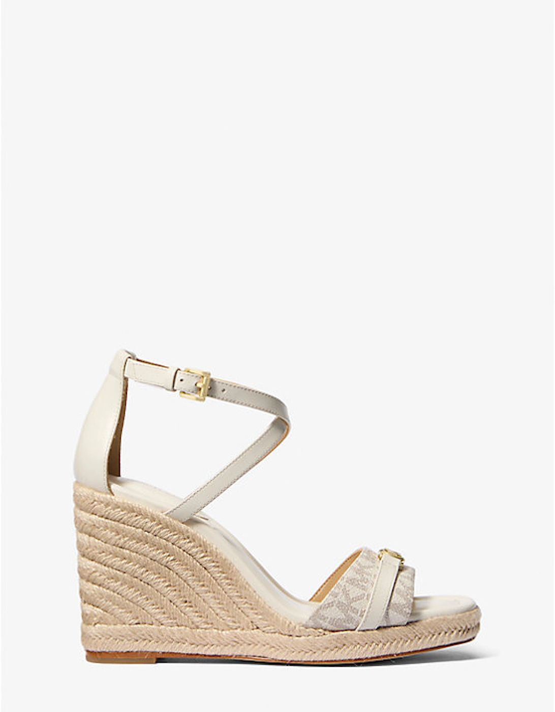 Mandy Signature Logo and Leather Wedge Sandal