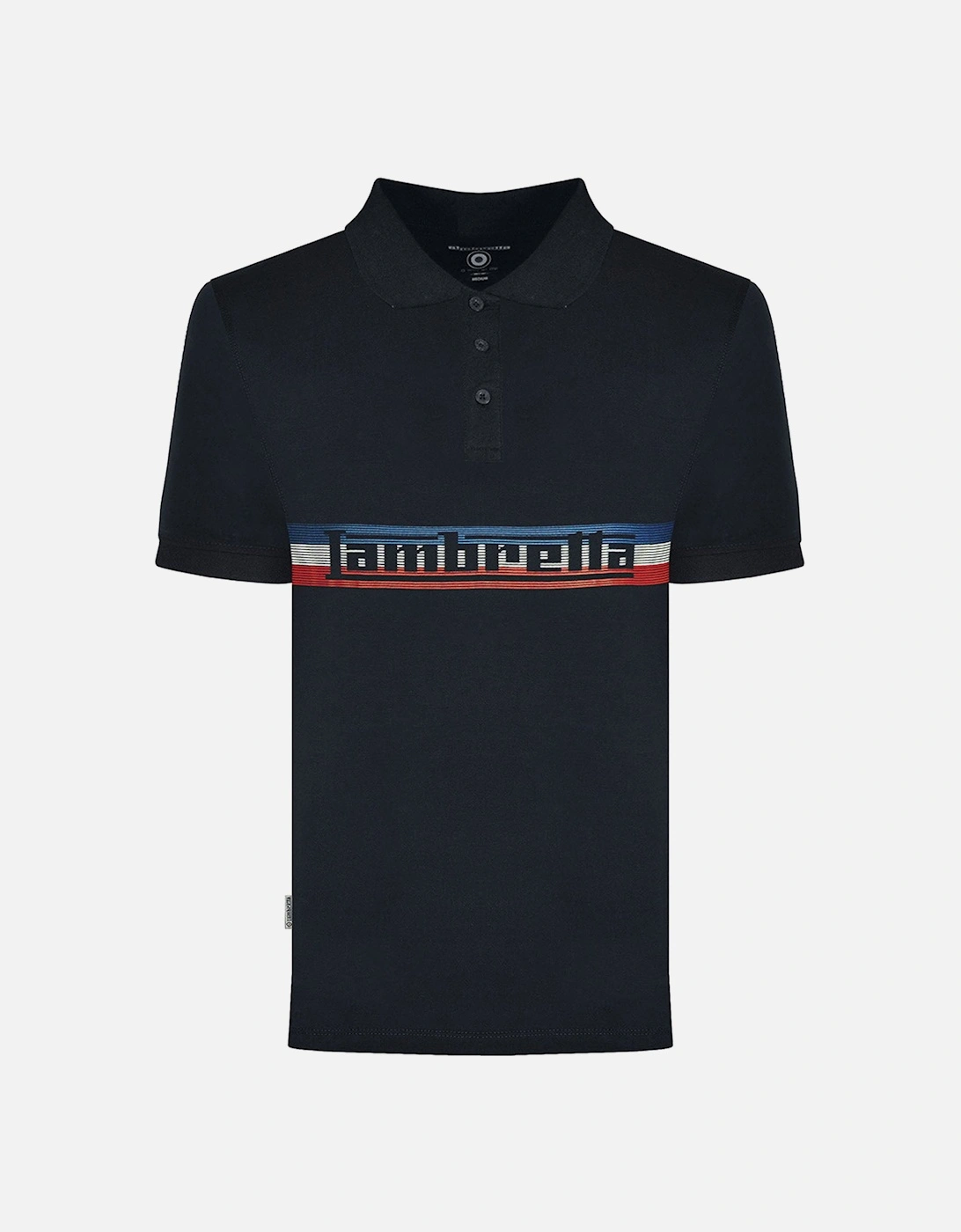 Lambretta Mens Stripe Logo Polo Shirt Top, 2 of 1