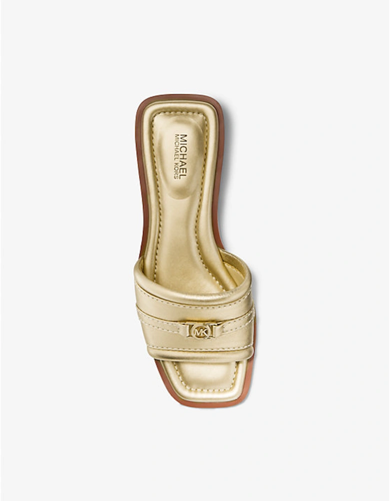 Mandy Metallic Leather Slide Sandal