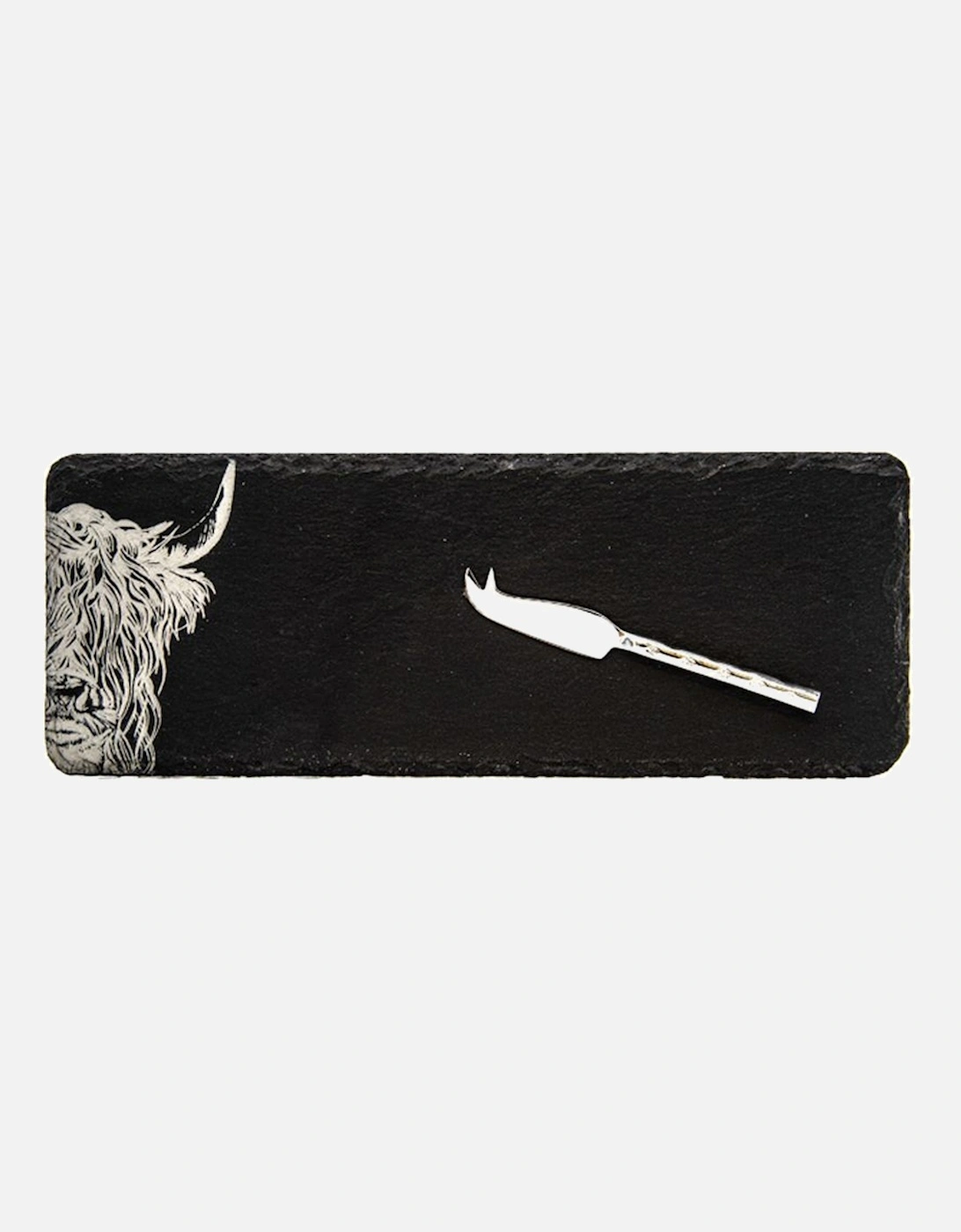 Single Mini Slate Cheese Board & Knife Set Highland Cow, 3 of 2