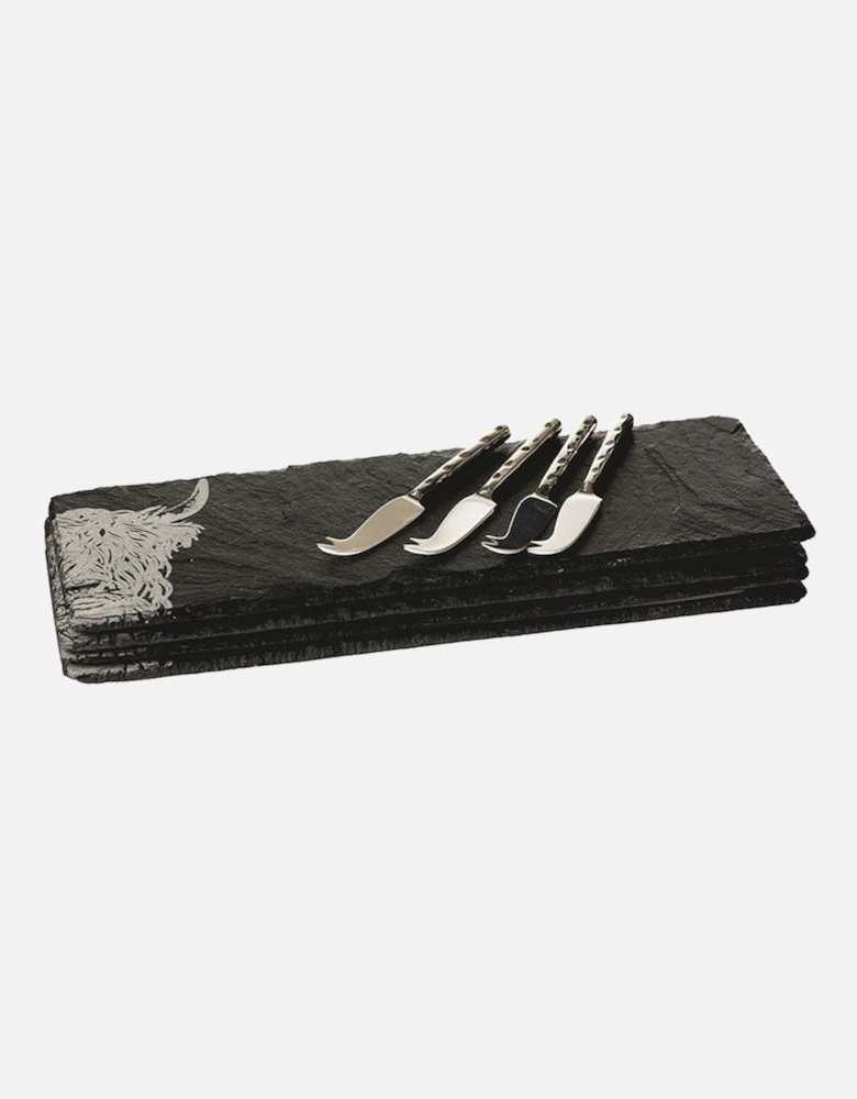 4 Mini Slate Cheese Board & Knife Sets Country Animals