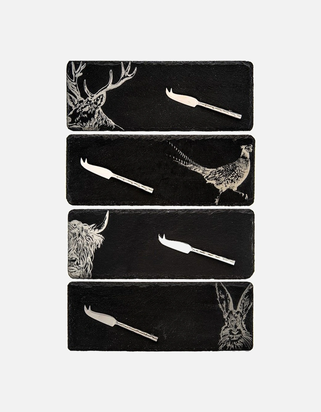 4 Mini Slate Cheese Board & Knife Sets Country Animals, 6 of 5