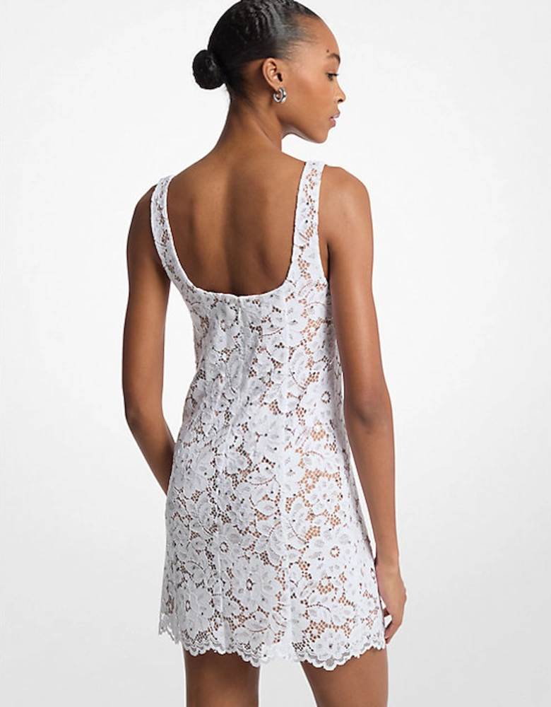 Studded Corded Floral Lace Mini Dress