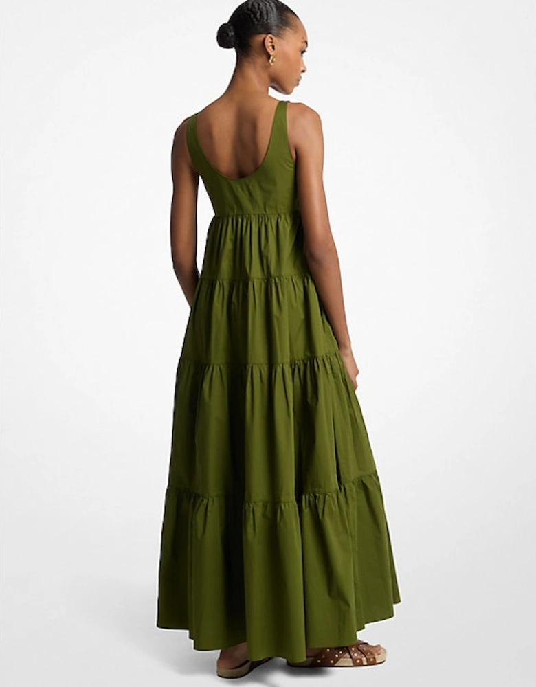 Stretch Cotton Tiered Dress
