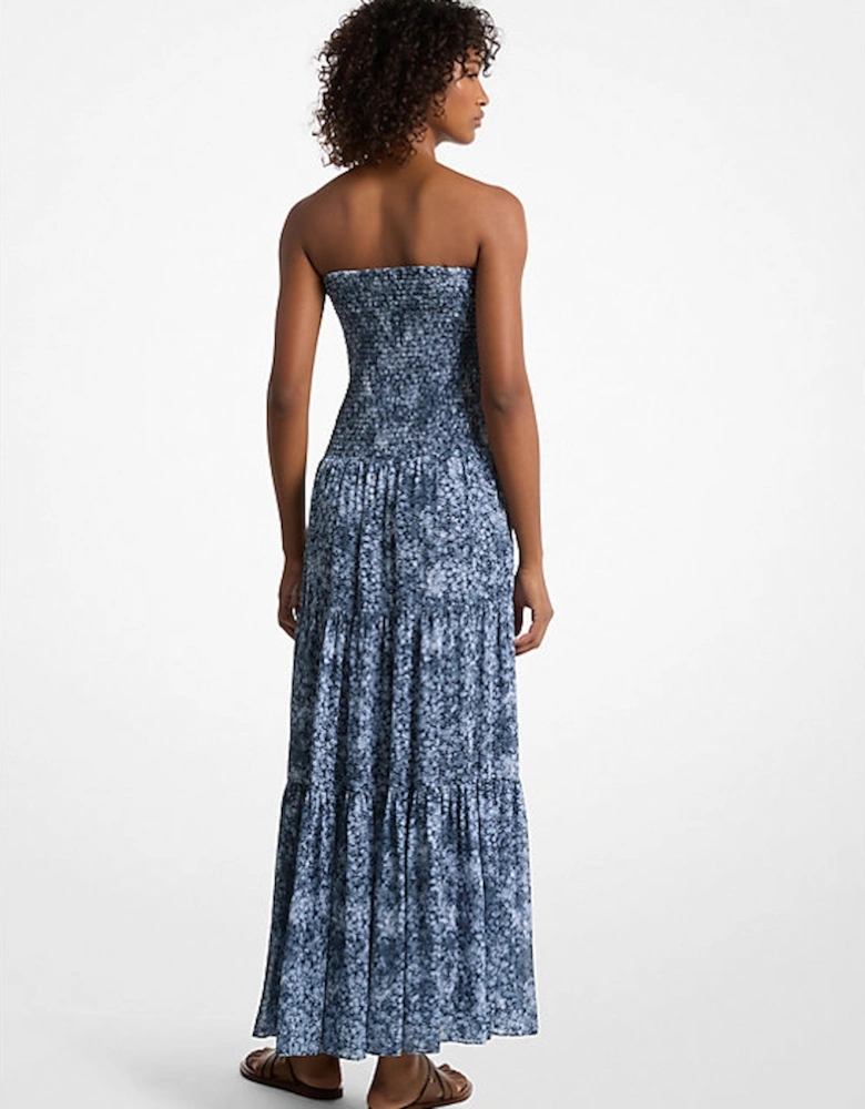 Floral Print Georgette Smocked Tiered Dress