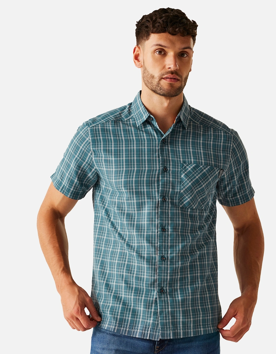Mens Mindano IX Checked Short-Sleeved Shirt