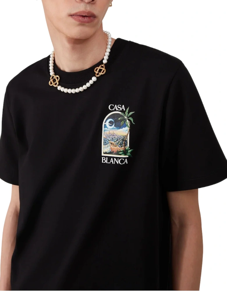 Mens T Shirts La Night Printed Regular Fit Crew Neck Soft Cotton Tee