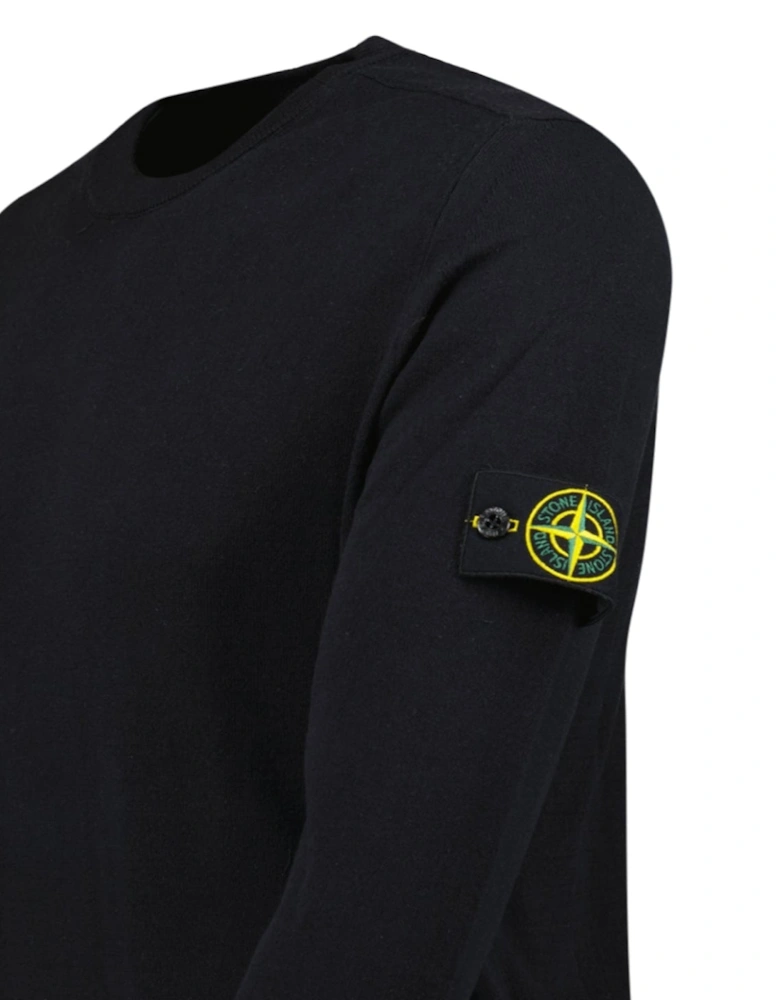 Compass Badge Light Raw Hand Organic Cotton Jumper in Navy