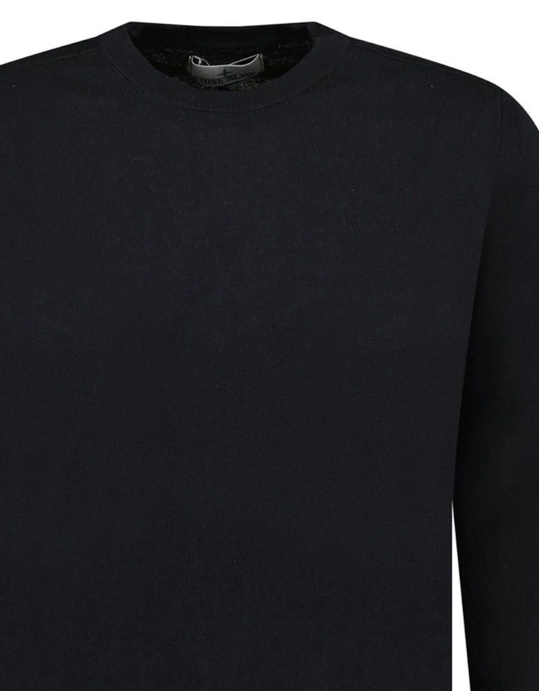 Compass Badge Light Raw Hand Organic Cotton Jumper in Navy