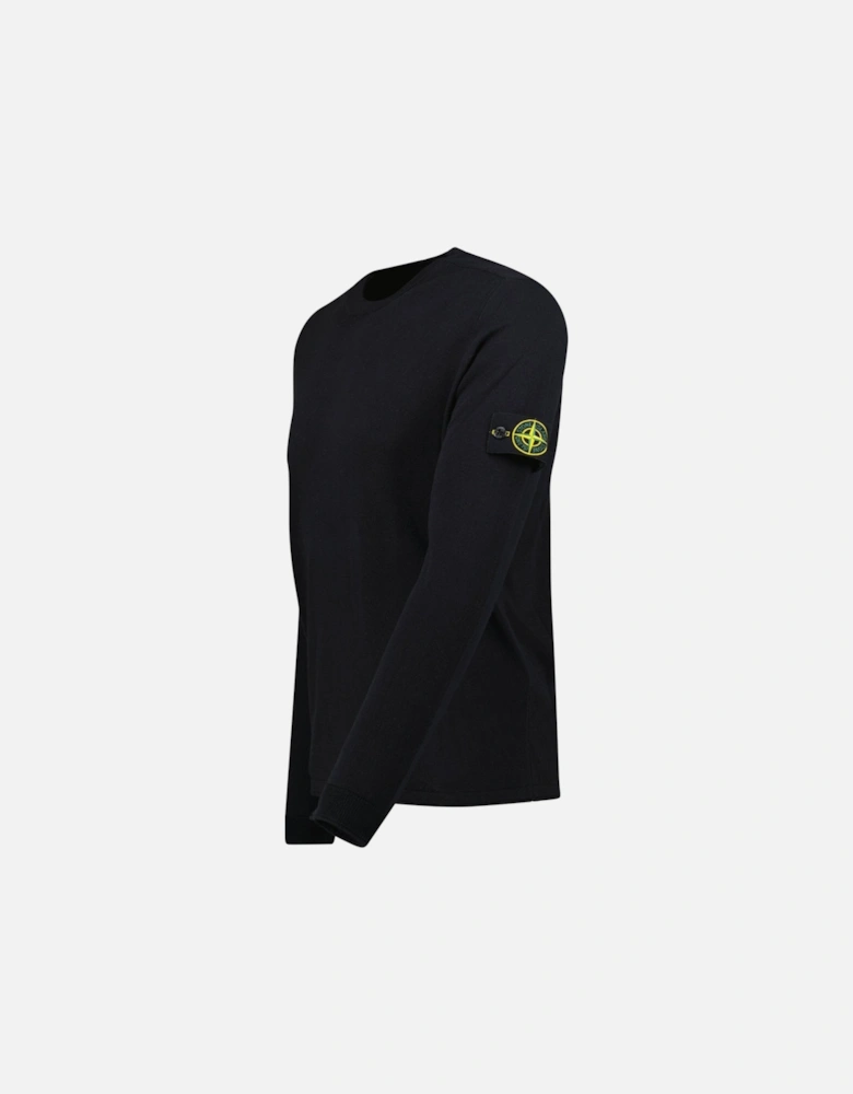 Compass Badge Light Raw Hand Organic Cotton Jumper in Navy