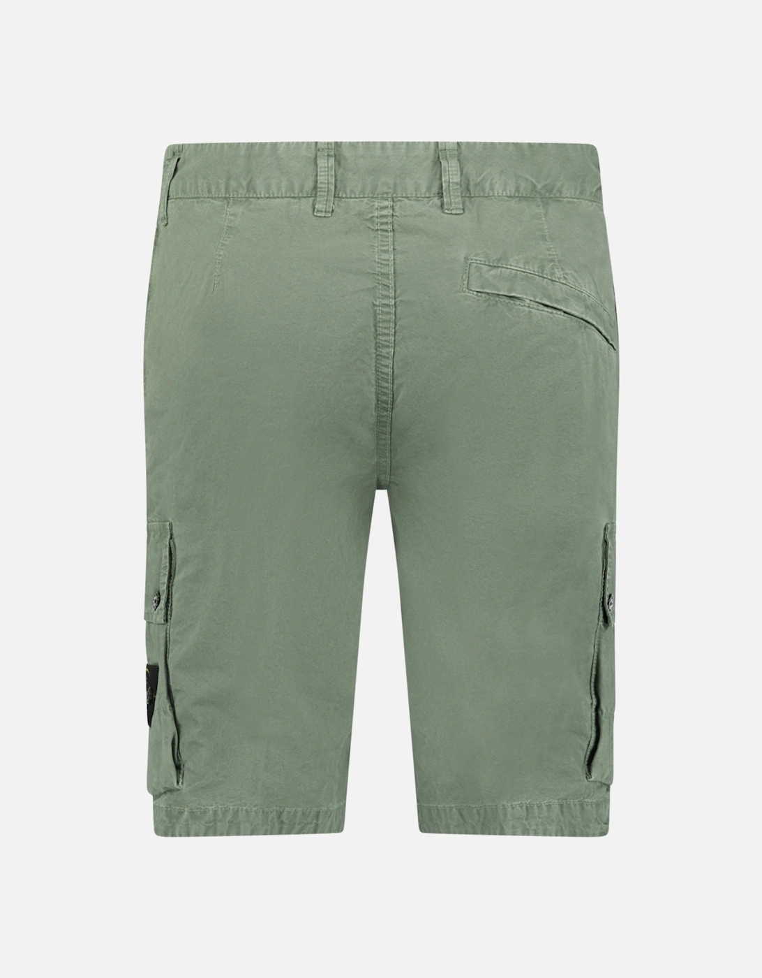 Brushed Organic Cotton Canvas ‘Old’ Effect Shorts in Musk Green