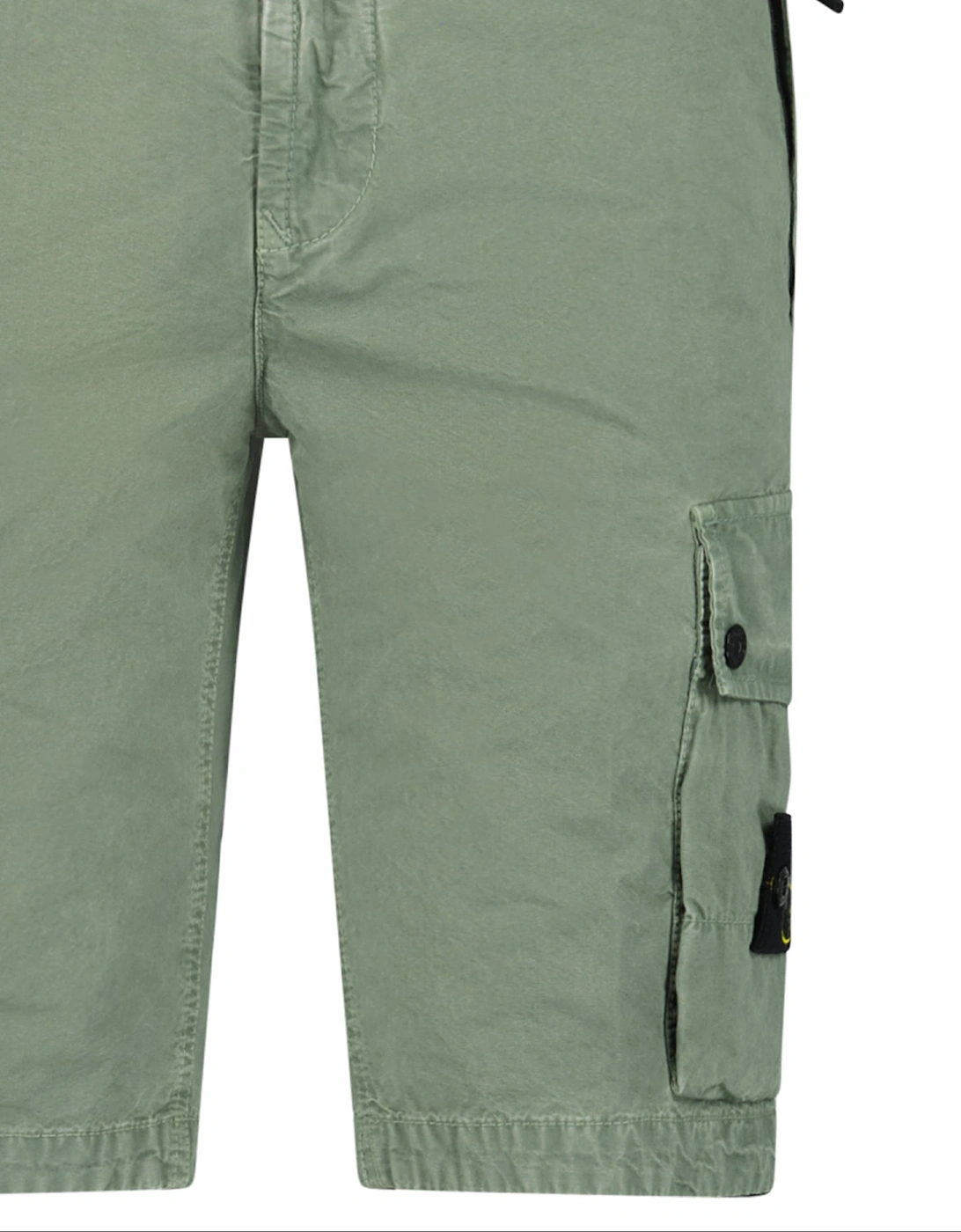Brushed Organic Cotton Canvas ‘Old’ Effect Shorts in Musk Green