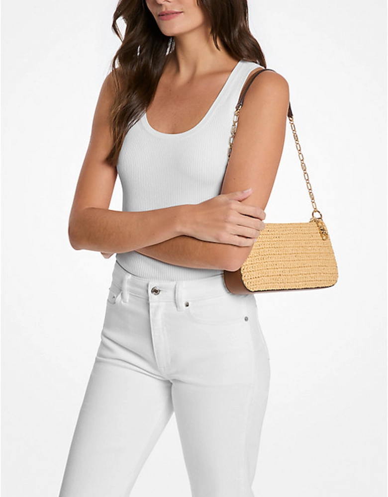 Empire Medium Hand-Crocheted Straw Chain-Link Pochette