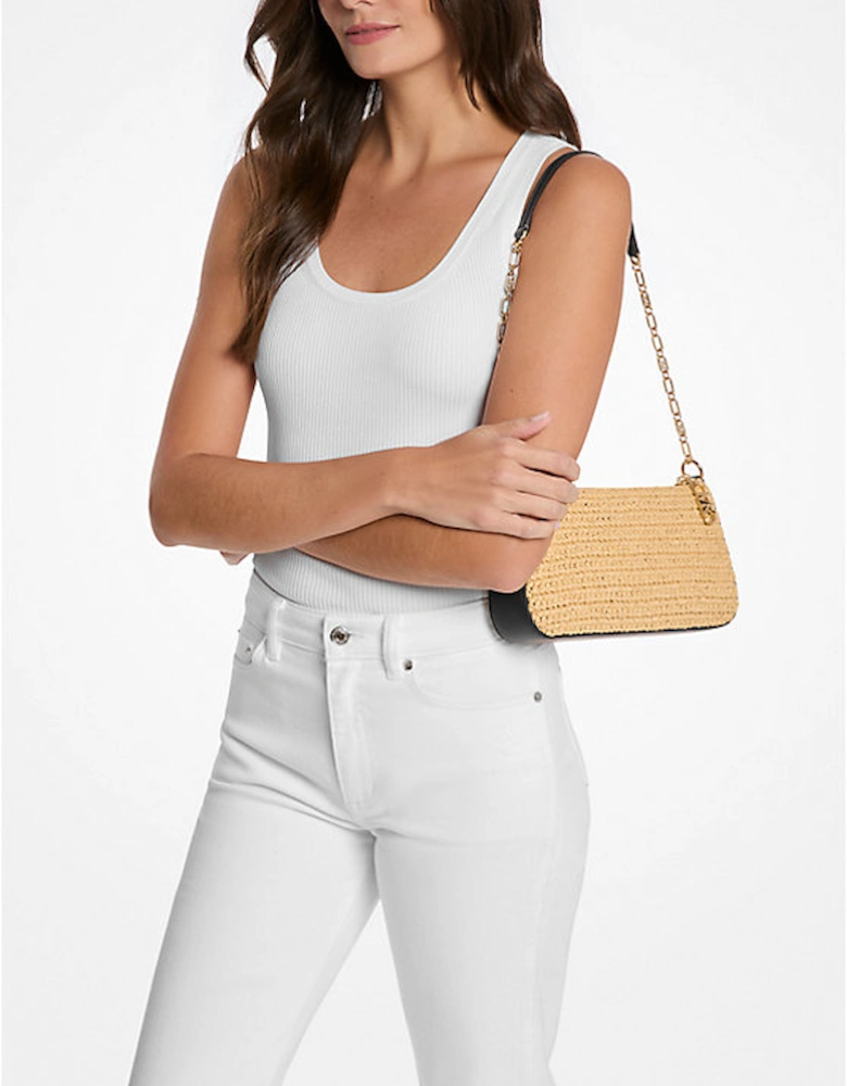 Empire Medium Hand-Crocheted Straw Chain-Link Pochette