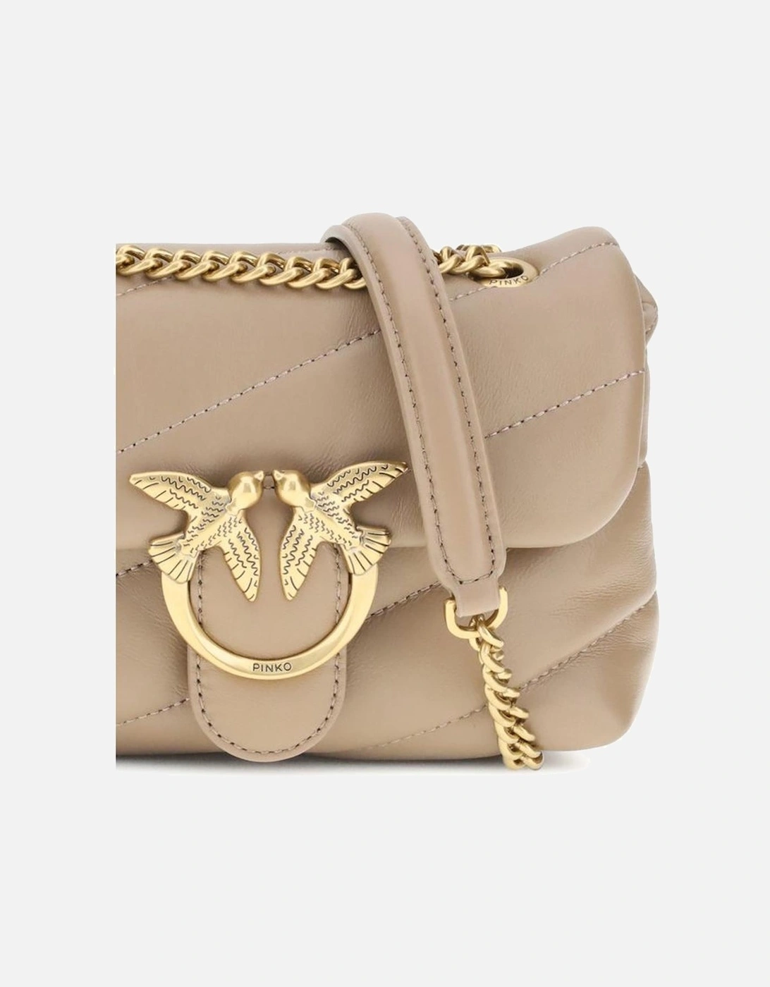Calfskin Quilted Love Birds Shoulder Bag Women - Beige