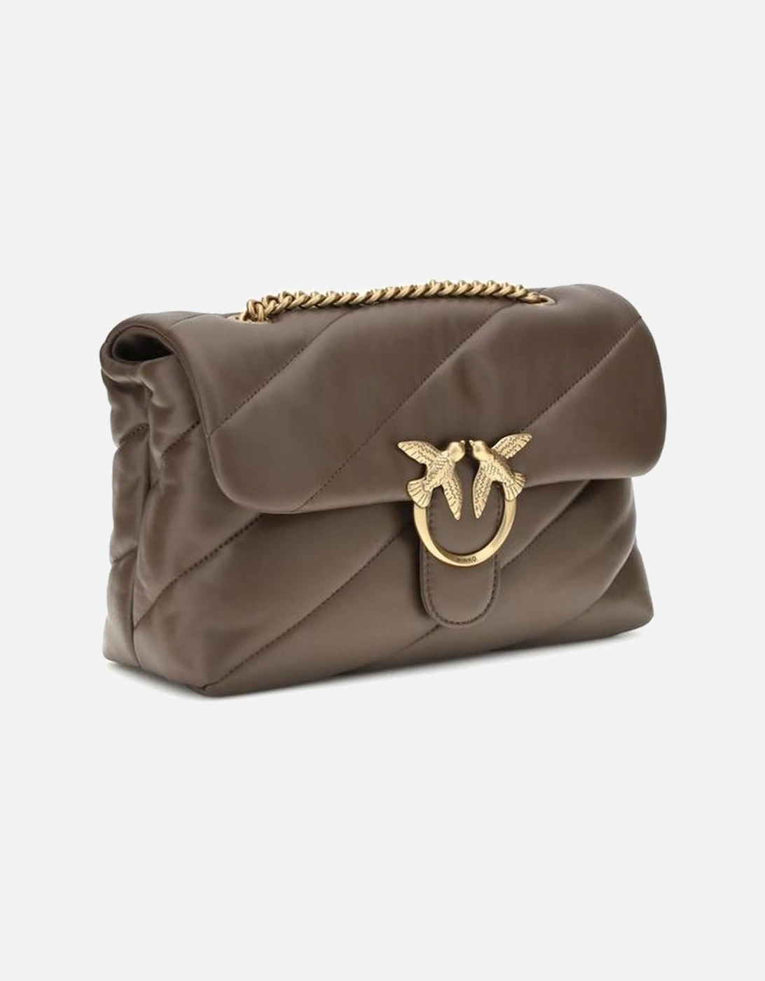 Calfskin Quilted Shoulder Bag with Gold-Plated Love Birds Logo Women -