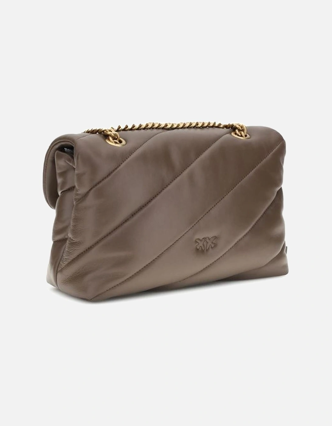 Calfskin Quilted Shoulder Bag with Gold-Plated Love Birds Logo Women -