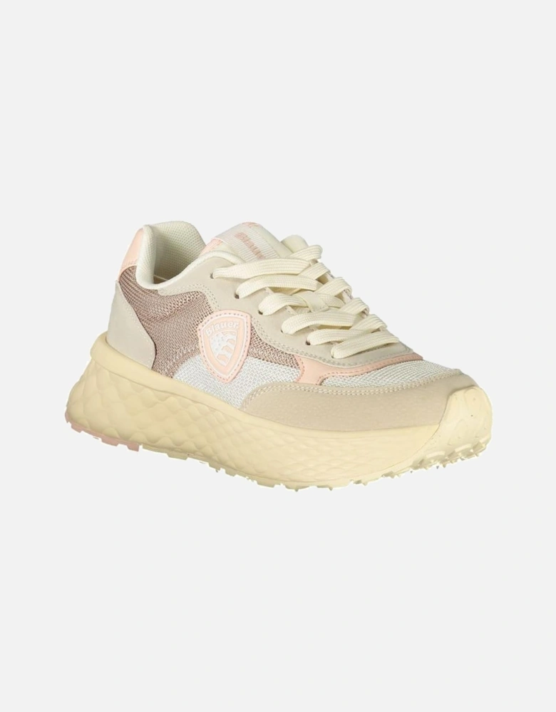 Sporty Dynamic Sneakers with Contrasting Pink Details Women - Beige