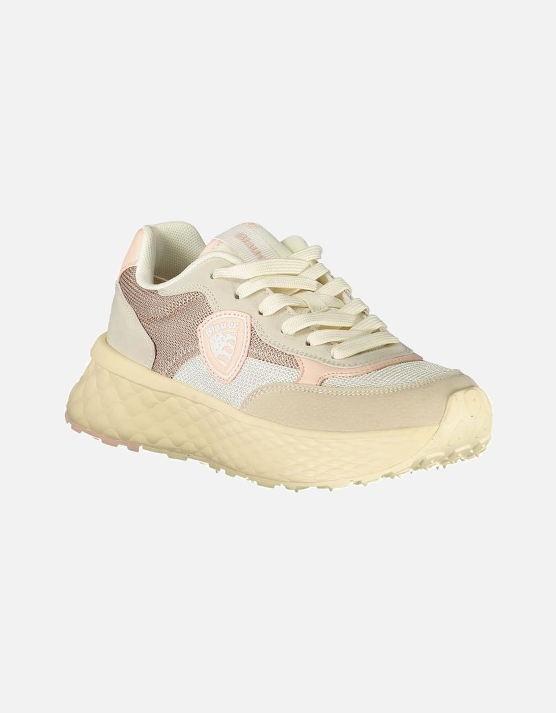 Sporty Dynamic Sneakers with Contrasting Pink Details Women - Beige