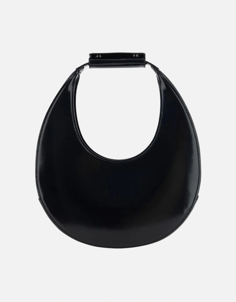 Calfskin Moon Shape Handbag with Adjustable Strap Women - Black