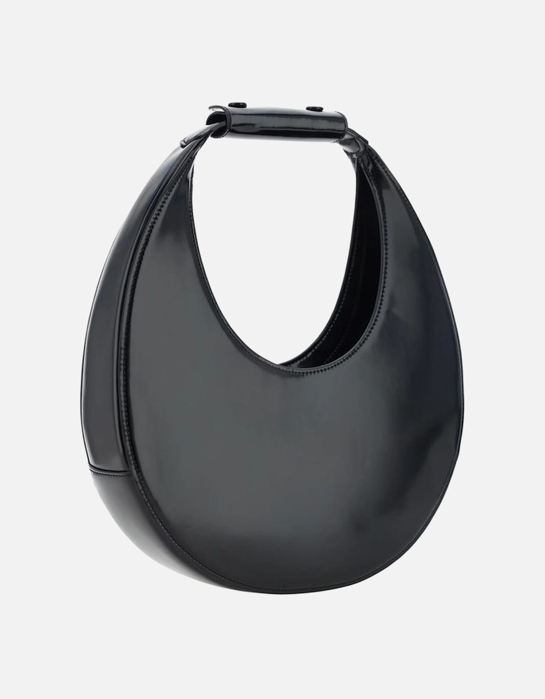 Calfskin Moon Shape Handbag with Adjustable Strap Women - Black