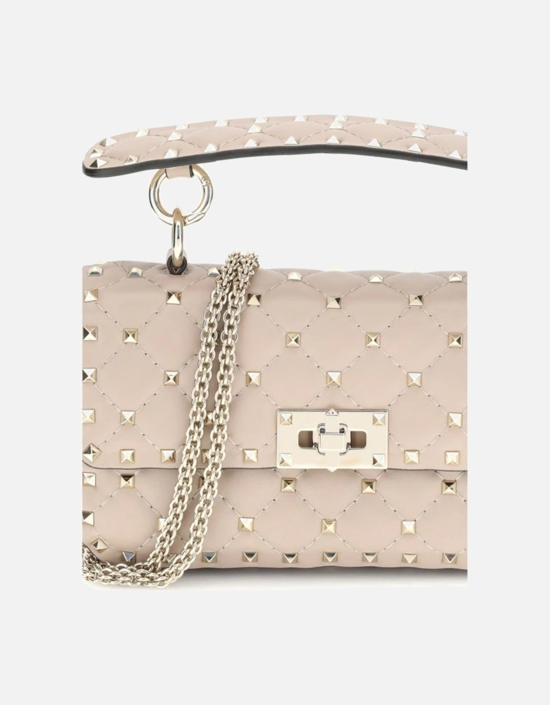 Leather Rockstud Spike Handbag with Studded Strap Women - Multicolor