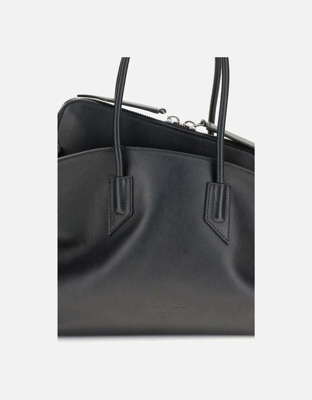 Elegant Leather Shoulder Bag with Top Handles Women - Black
