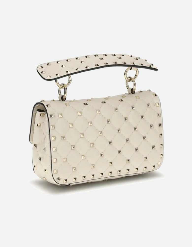 Small Leather Rockstud Spike Handbag Women - Cream