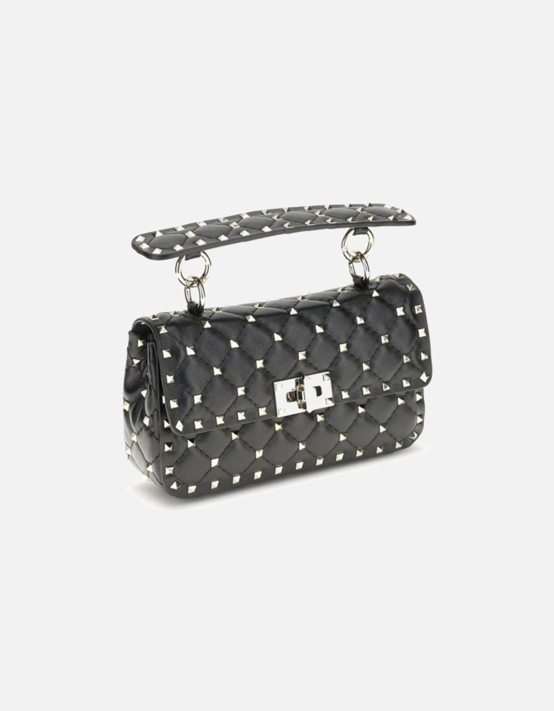 Small Leather Rockstud Spike Handbag Women - Black