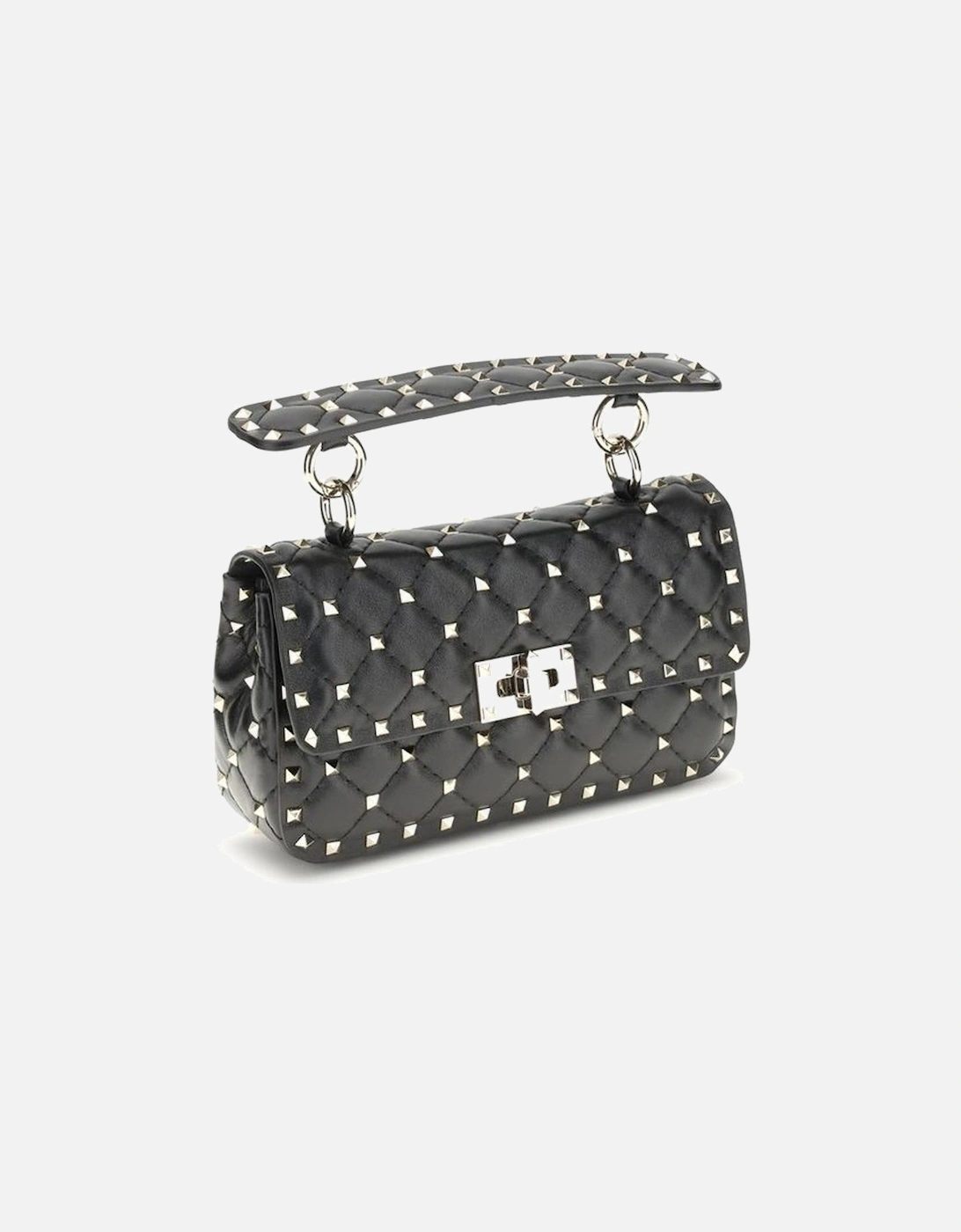 Small Leather Rockstud Spike Handbag Women - Black