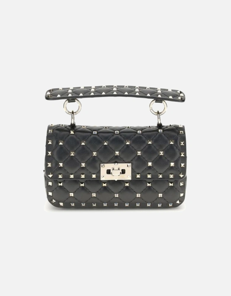 Small Leather Rockstud Spike Handbag Women - Black