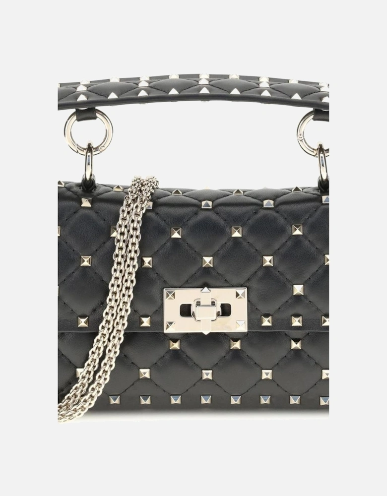 Small Leather Rockstud Spike Handbag Women - Black