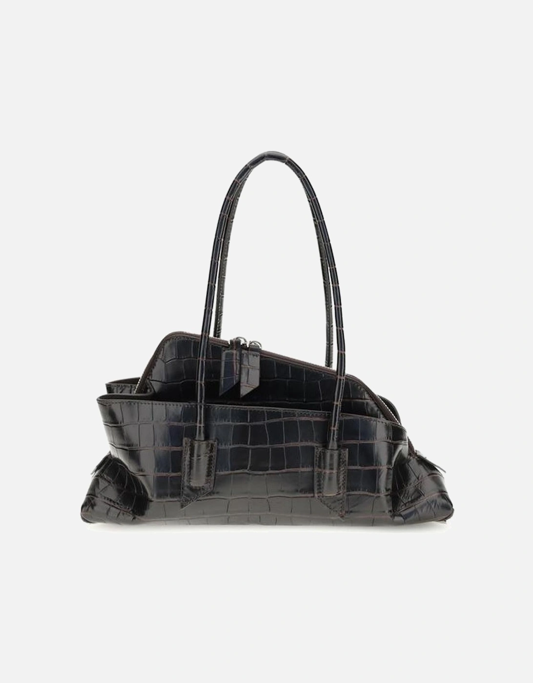 Small Croc-Print Leather Shoulder Bag Women - Black, 5 of 4