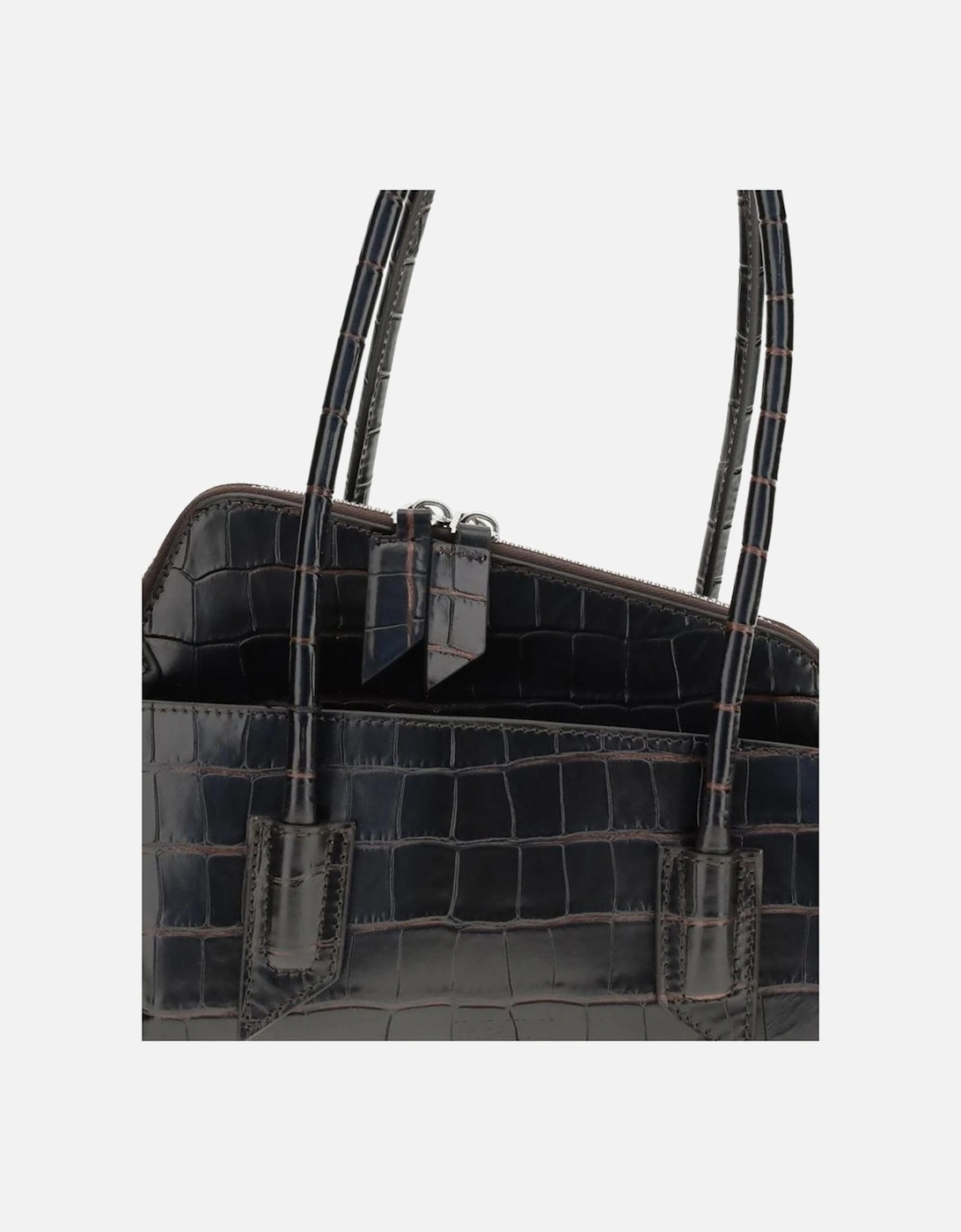 Small Croc-Print Leather Shoulder Bag Women - Black