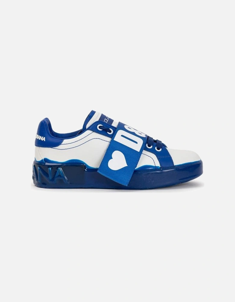Low-Top Leather Sneakers with Logo Strap Women - White