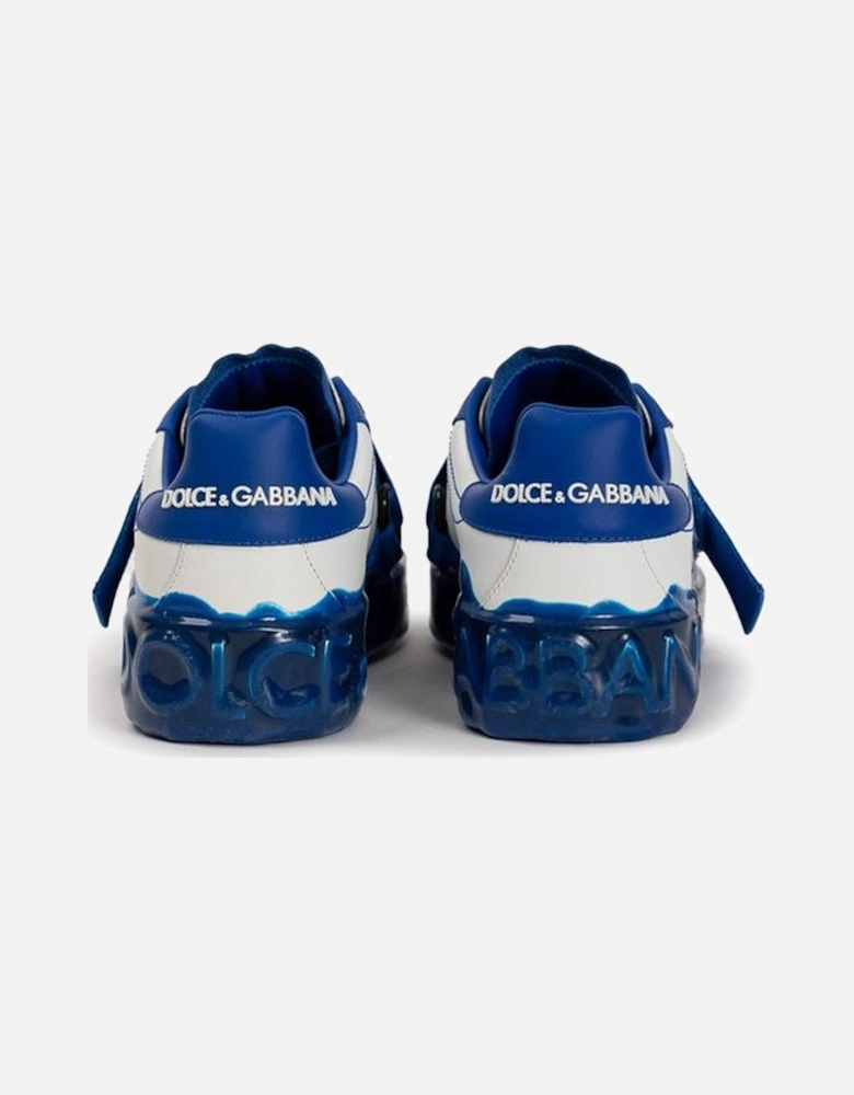 Low-Top Leather Sneakers with Logo Strap Women - White